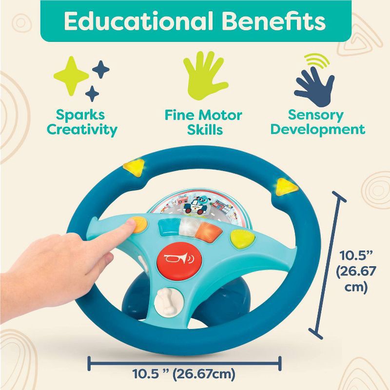 slide 4 of 9, B. Toys Toy Steering Wheel - Woofer's Musical Driving Wheel, 1 ct
