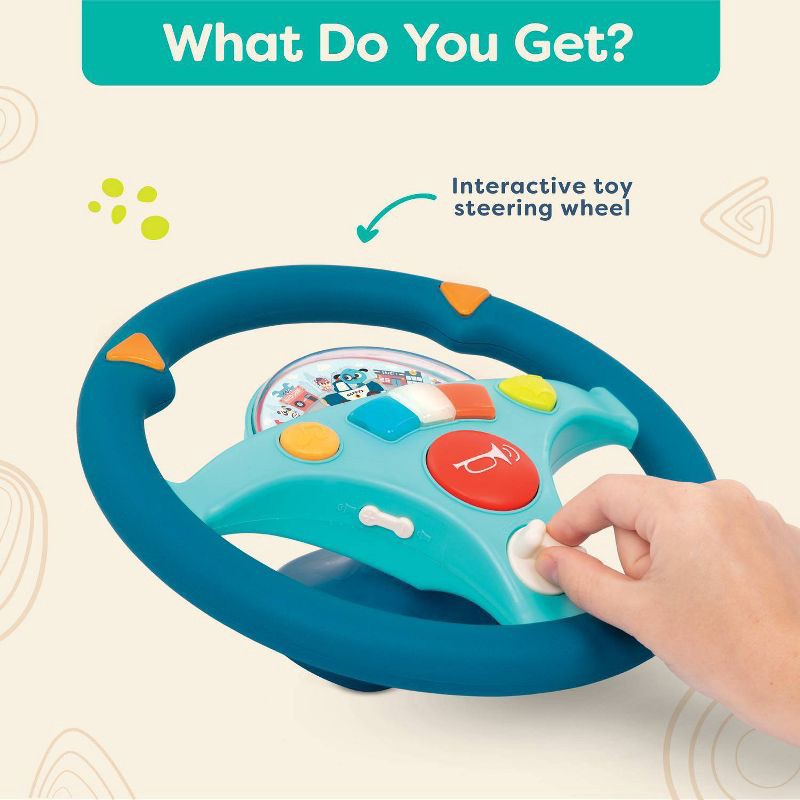 slide 5 of 9, B. Toys Toy Steering Wheel - Woofer's Musical Driving Wheel, 1 ct