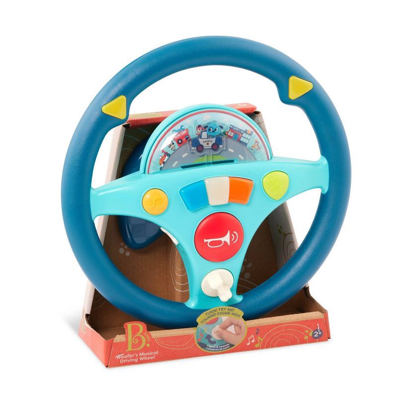 slide 9 of 9, B. Toys Toy Steering Wheel - Woofer's Musical Driving Wheel, 1 ct