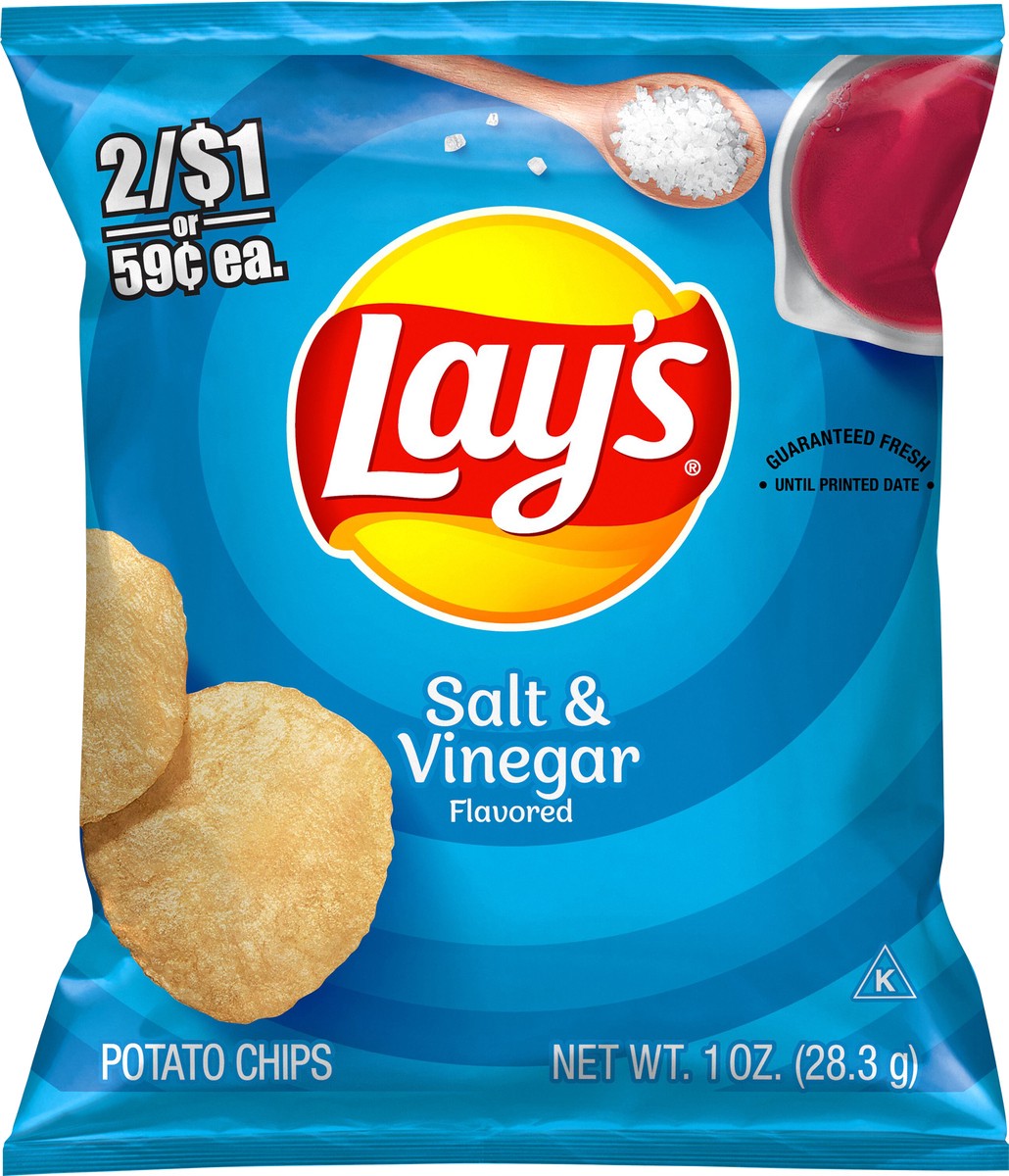 slide 3 of 3, Lay's Potato Chips Salt & Vinegar Flavored 1 Oz, 1 oz