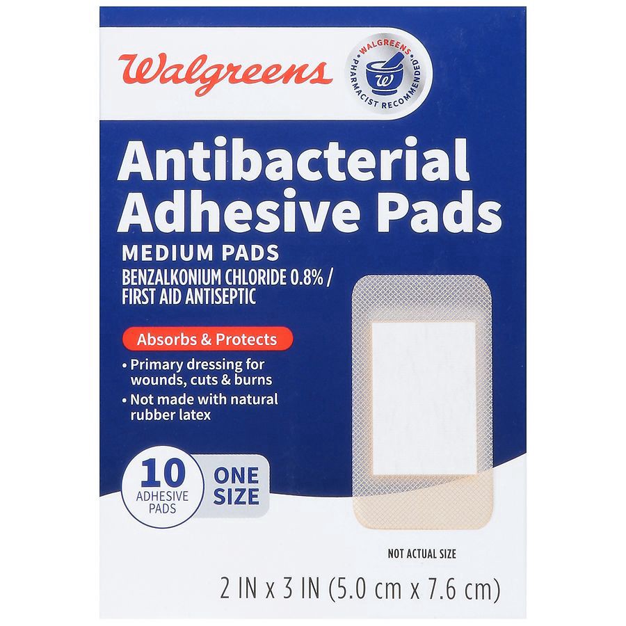 slide 2 of 3, Walgreens Antibacterial Adhesive Pads, 10 ct