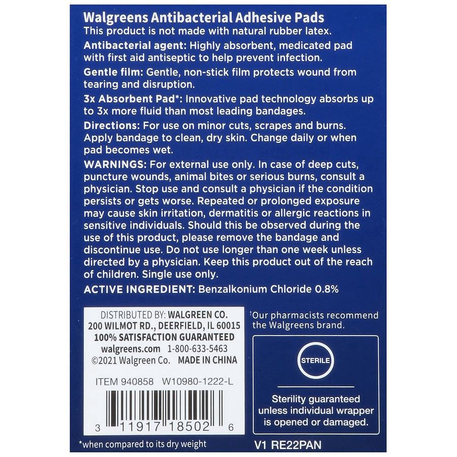 slide 3 of 3, Walgreens Antibacterial Adhesive Pads, 10 ct