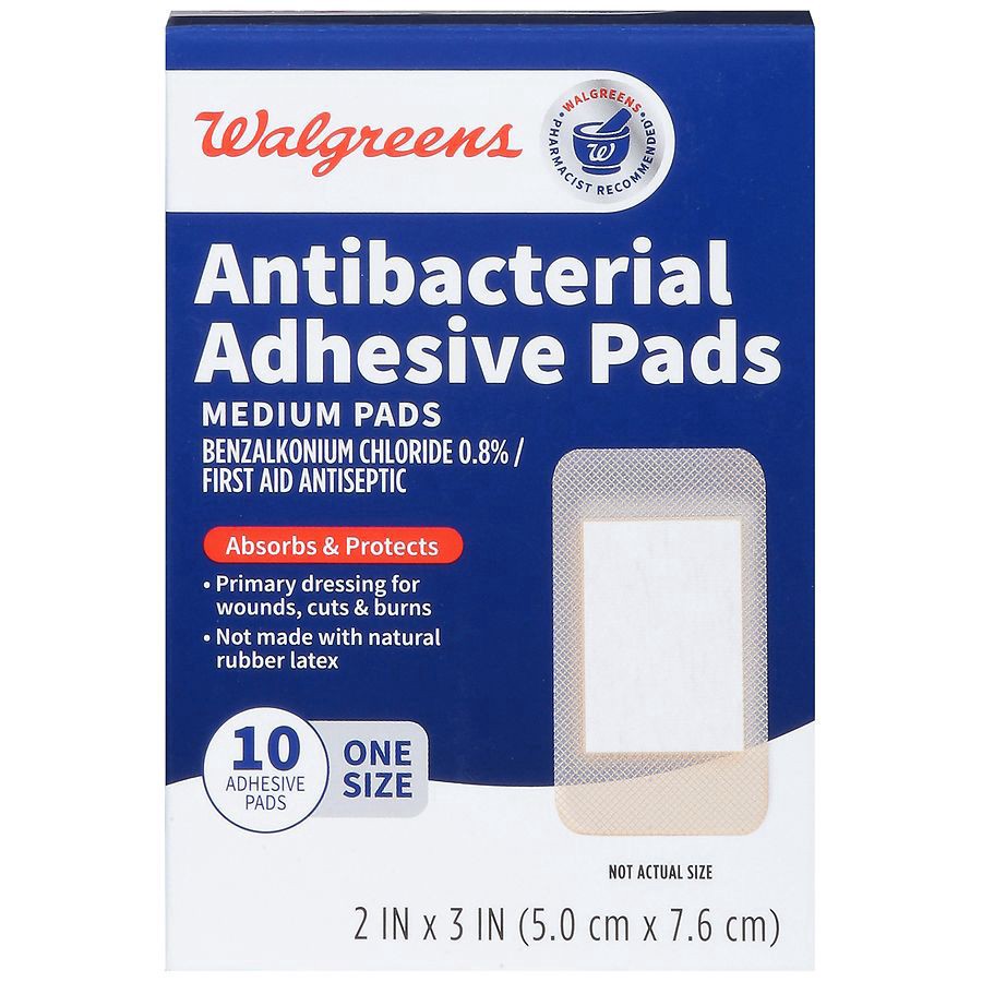 slide 1 of 3, Walgreens Antibacterial Adhesive Pads, 10 ct