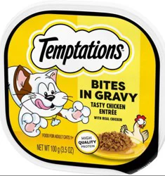Temptations Adult 1+ Bites in Gravy Tasty Chicken Entree with Real Chicken Food for Cats 3.5 oz
