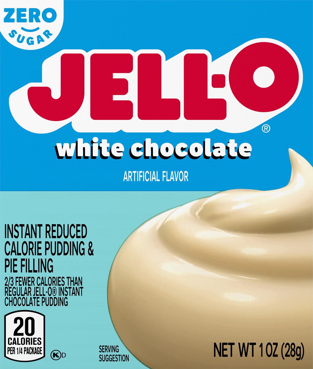 slide 4 of 9, Jell-O White Chocolate Artificially Flavored Zero Sugar Instant Reduced Calorie Pudding & Pie Filling Mix, 1 oz. Box, 1 oz