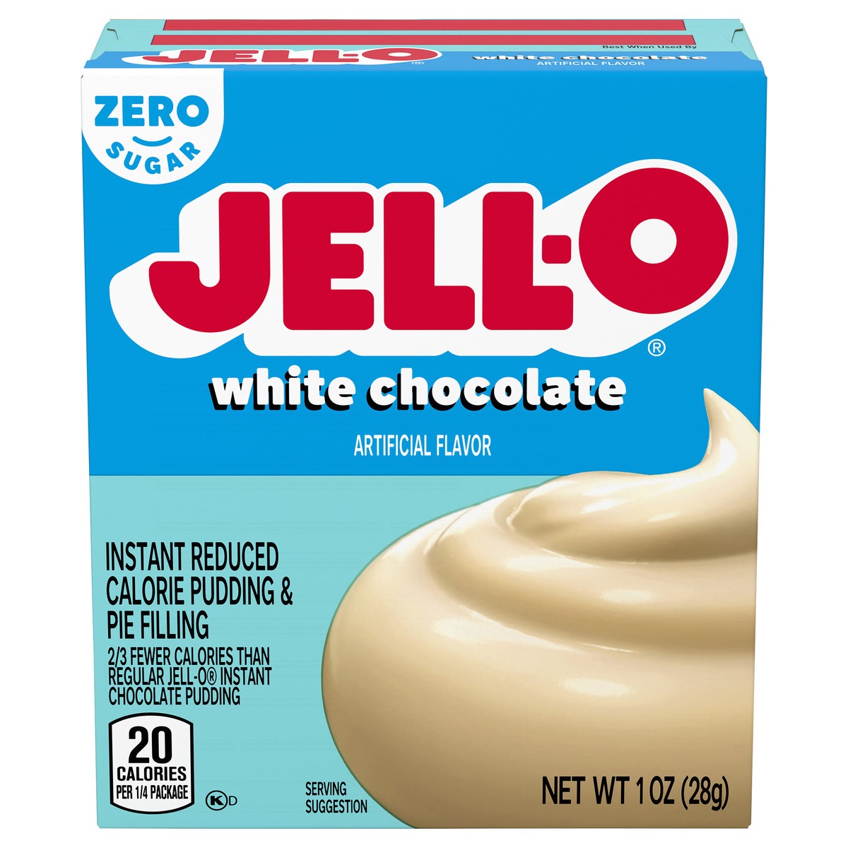 slide 1 of 9, Jell-O White Chocolate Artificially Flavored Zero Sugar Instant Reduced Calorie Pudding & Pie Filling Mix, 1 oz. Box, 1 oz