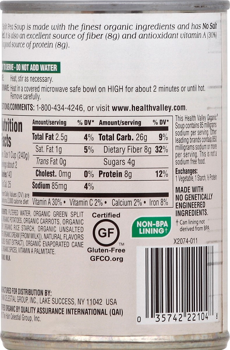 slide 6 of 6, Health Valley No Salt Added Lentil Soup, 15 fl oz