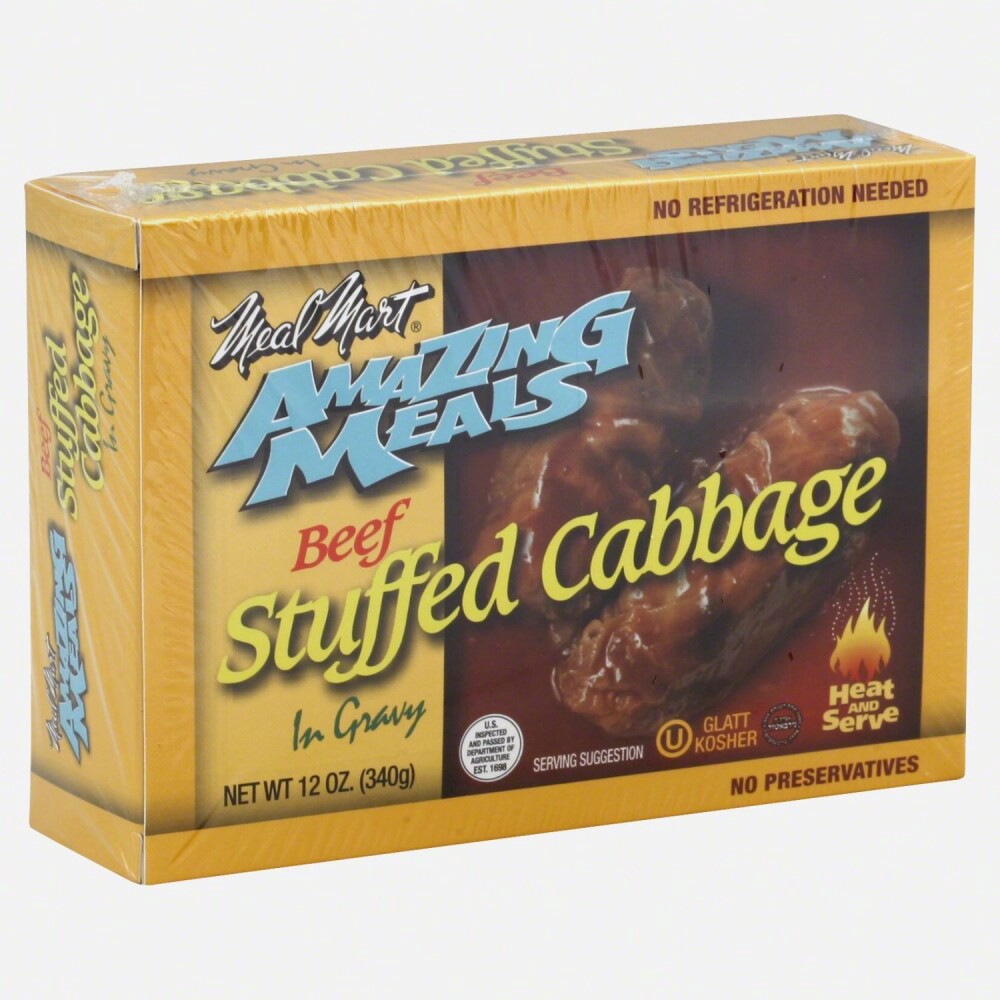 slide 1 of 4, Meal Mart Amazing Meals Beef Stuffed Cabbage In Gravy, 12 oz