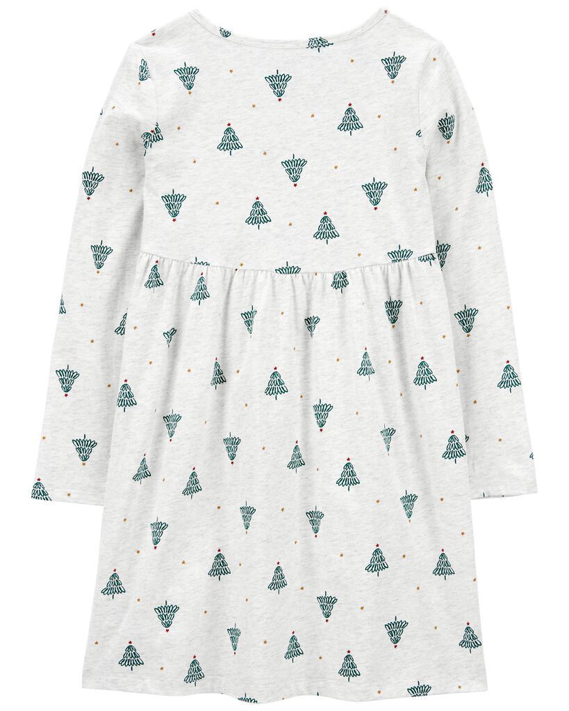 slide 2 of 3, Carters Kid Christmas Tree Jersey Dress Green 7, 1 ct