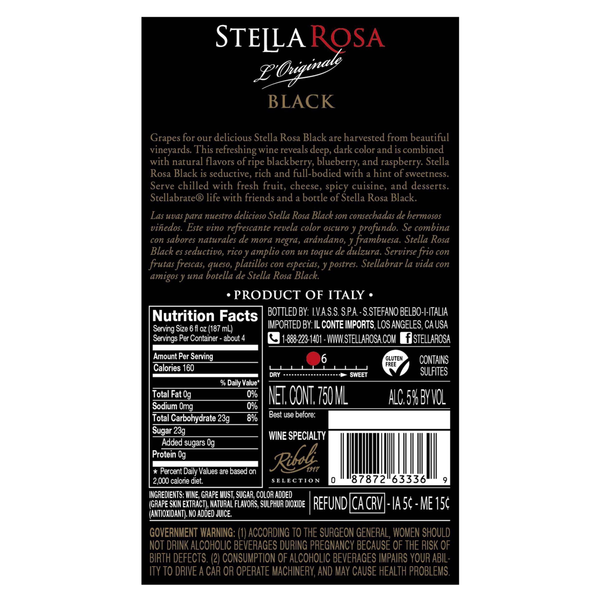 slide 65 of 95, Stella Rosa Black Semi-Sweet Red Wine 750mL, 25.4 fl oz