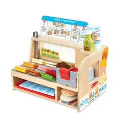 Melissa & Doug Slice & Stack Wooden Sandwich Counter with Deli Slicer Pretend Play Food - 56pc: Kitchen Toys Set