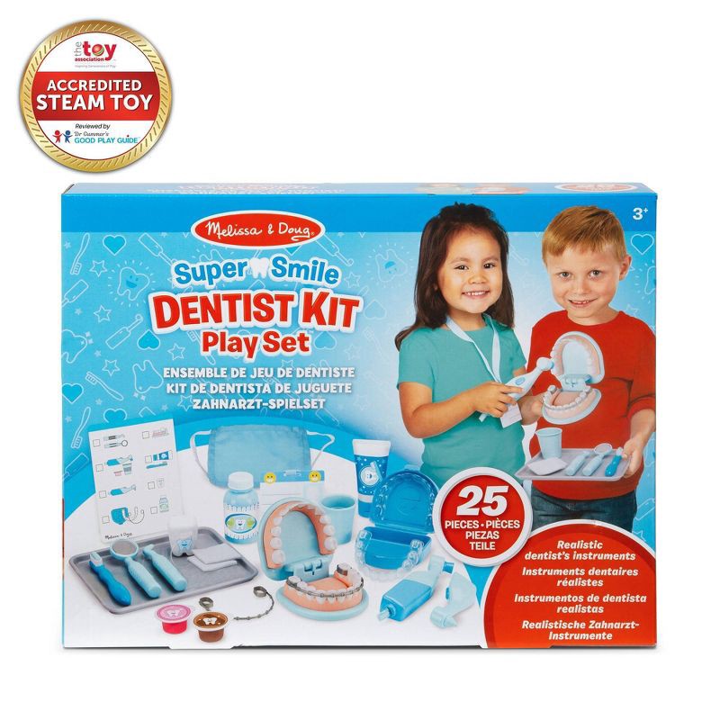 slide 3 of 9, Melissa & Doug Super Smile Dentist Kit With Pretend Play Set of Teeth And Dental Accessories (25 Toy Pieces), 1 ct