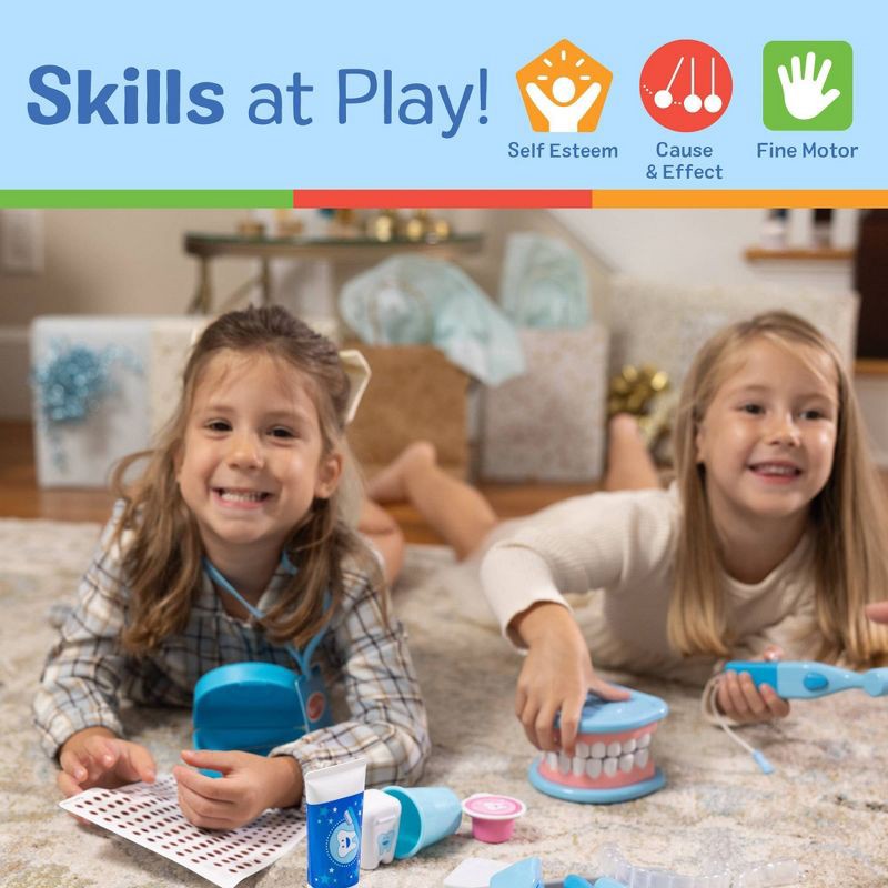 slide 5 of 9, Melissa & Doug Super Smile Dentist Kit With Pretend Play Set of Teeth And Dental Accessories (25 Toy Pieces): Educational Tooth Care Role Play Set, 1 ct