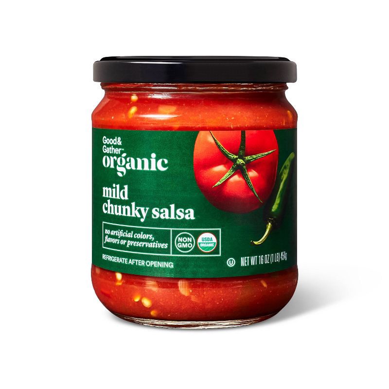 slide 1 of 2, Organic Mild Thick & Chunky Salsa 16oz - Good & Gather™, 16 oz