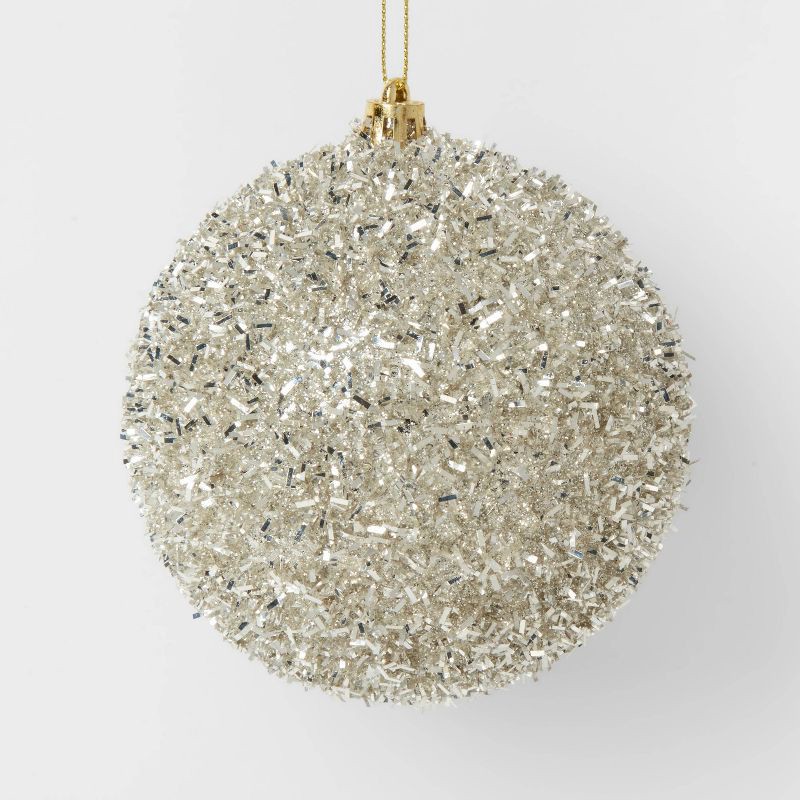 slide 1 of 3, Tinsel Ball Christmas Tree Ornament Champagne - Wondershop™: Sparkling Indoor Decoration, 3.93" Diameter, 1 ct