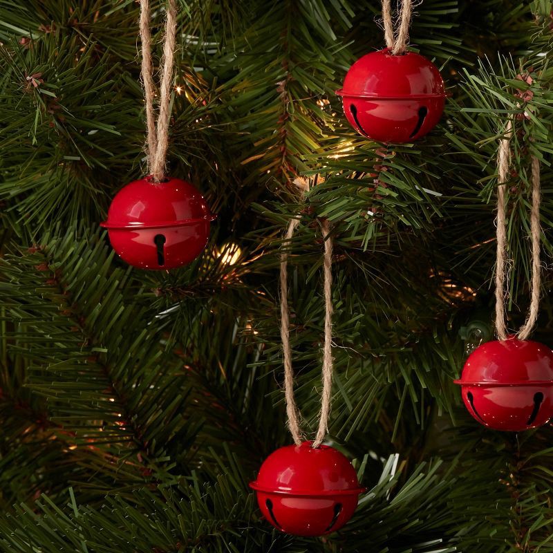 slide 2 of 3, 4ct Jingle Bell Christmas Ornament Set Red - Wondershop™, 4 ct