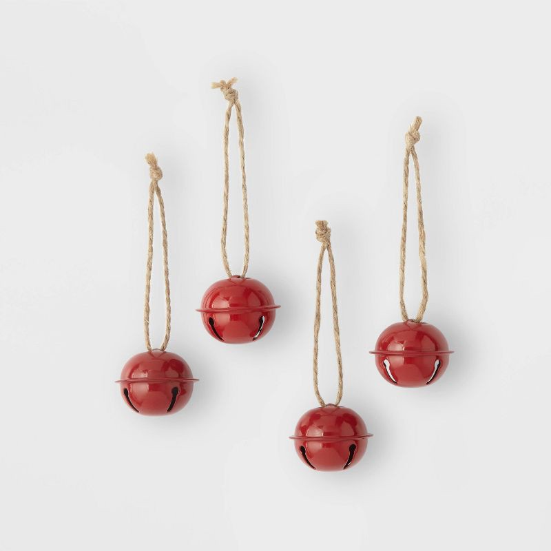 slide 1 of 3, 4ct Jingle Bell Christmas Ornament Set Red - Wondershop™, 4 ct