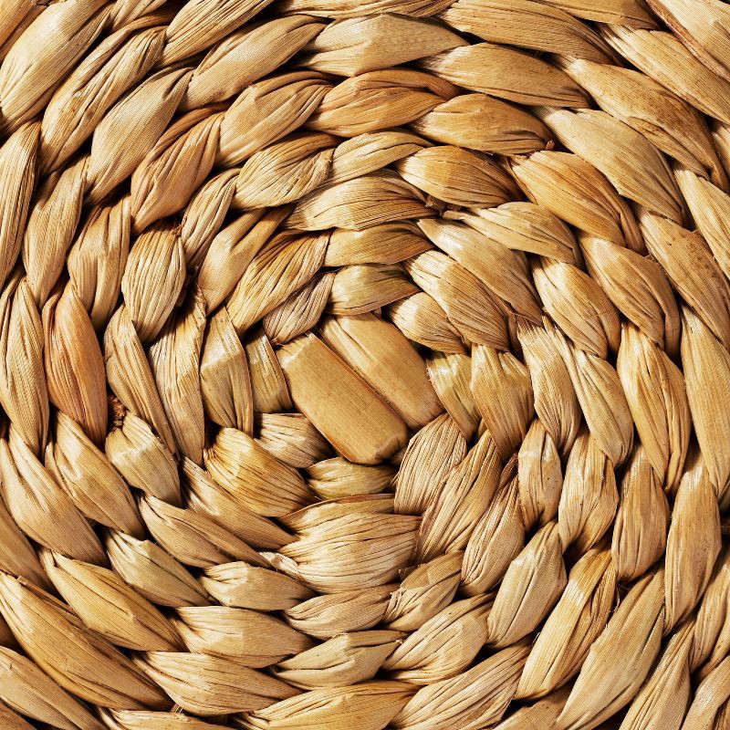 slide 5 of 5, Threshold designed w/Studio McGee Woven Storage Ottoman Natural - Threshold™ designed with Studio McGee: Round Metal Frame, No Assembly, Lacquered Finish, 1 ct