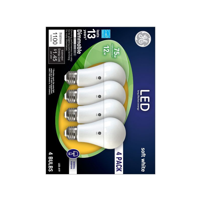 slide 3 of 3, GE Household Lighting GE 4pk 75W A19 LED Light Bulbs Soft White, 4 ct