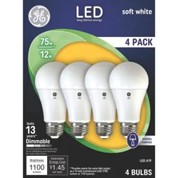 GE Household Lighting GE 4pk 75W A19 LED Light Bulbs Soft White
