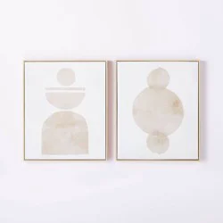Threshold designed w/Studio McGee (Set of 2) 20" x 24" Abstract Shapes Framed Canvas Brown - Threshold™ designed with Studio McGee