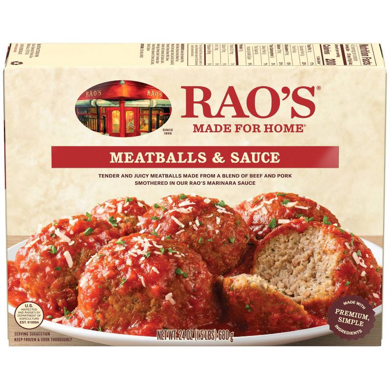 slide 1 of 5, Rao's Homemade Rao's Made For Home Meatballs & Sauce Frozen Meal - 24oz, 24 oz