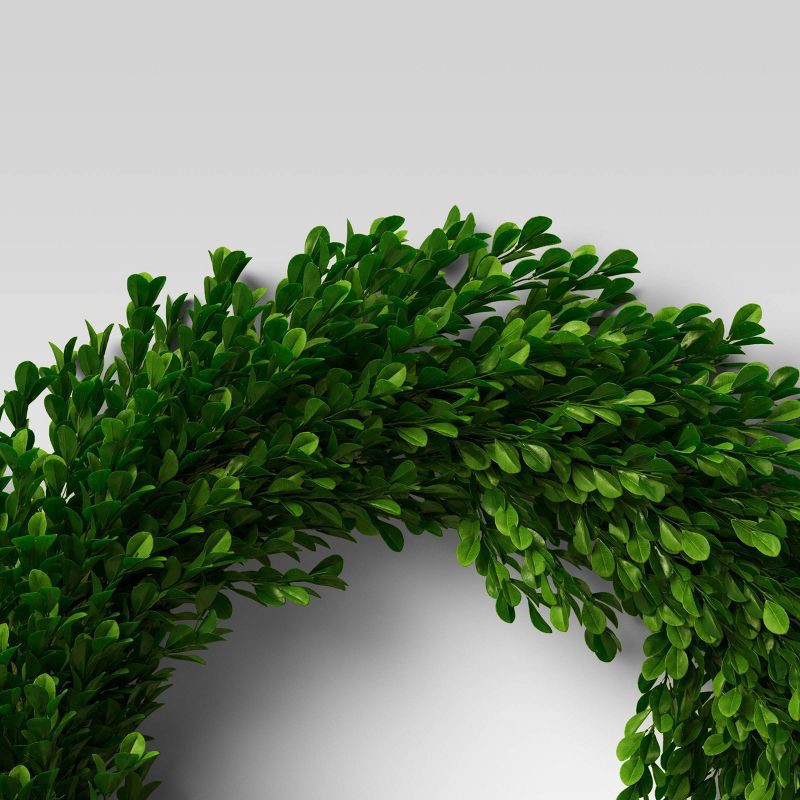 slide 3 of 4, 21.25" Preserved Boxwood Wreath - Threshold™: Natural Indoor Decor, Unlit Dried Foliage, Wall Accent, 1 ct