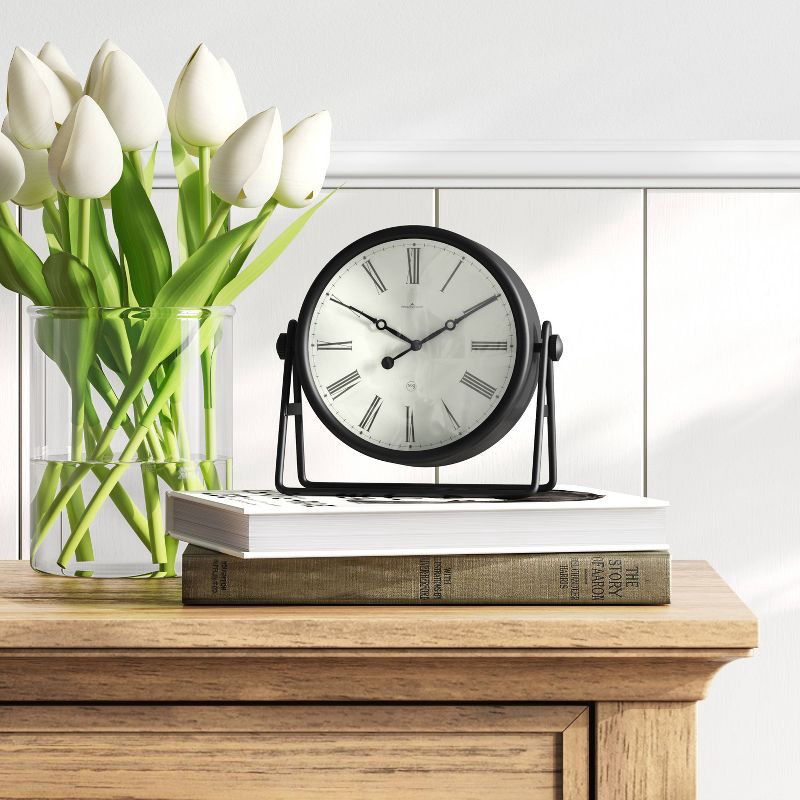 slide 2 of 3, 5" Swivel Mantle Clock Black - Threshold™: Traditional Style, Glass & Metal, 1 ct