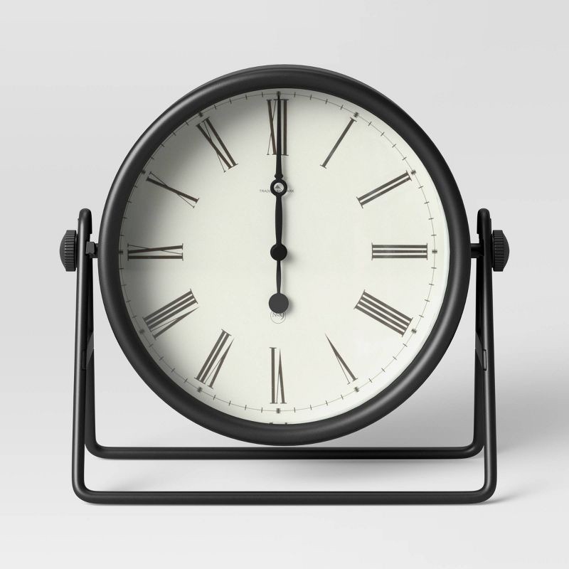 slide 3 of 3, 5" Swivel Mantle Clock Black - Threshold™: Traditional Style, Glass & Metal, 1 ct