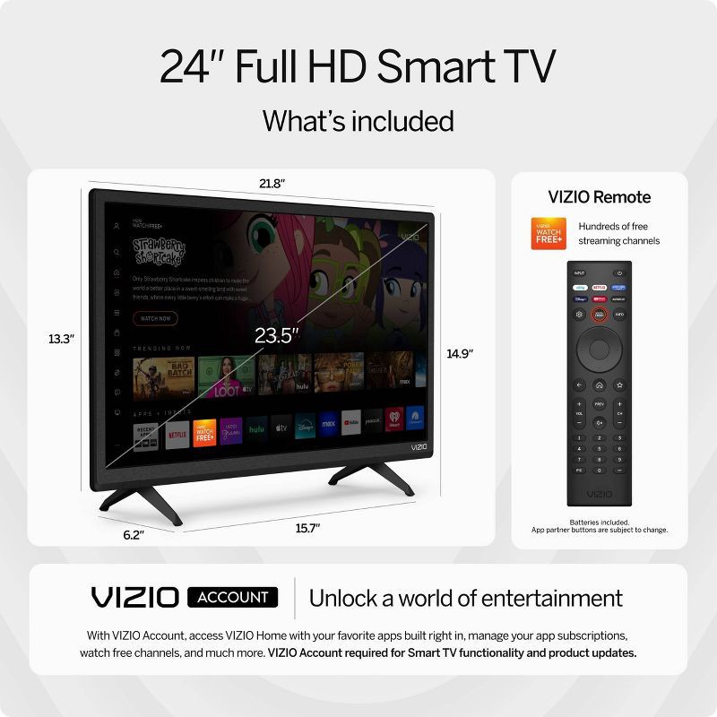 slide 11 of 14, VIZIO D-Series 24" Class 1080p FHD Full-Array LED Smart TV - D24f-J09, 1 ct