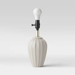 Small Ribbed Wood Lamp Base (Includes LED Light Bulb) Brown - Threshold™: Polyresin, No Assembly, UL Listed, Modern Style
