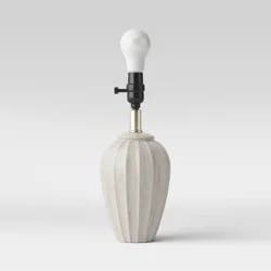 Small Ribbed Wood Lamp Base (Includes LED Light Bulb) Brown - Threshold™: Polyresin, No Assembly, UL Listed, Modern Style
