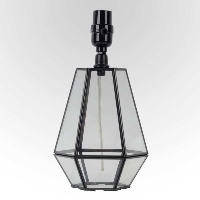 slide 1 of 3, 12"x6.5" Small Terrarium Table Lamp Base Black - Threshold™: Metal Frame, Glass Accent, ETL Listed, 1 ct
