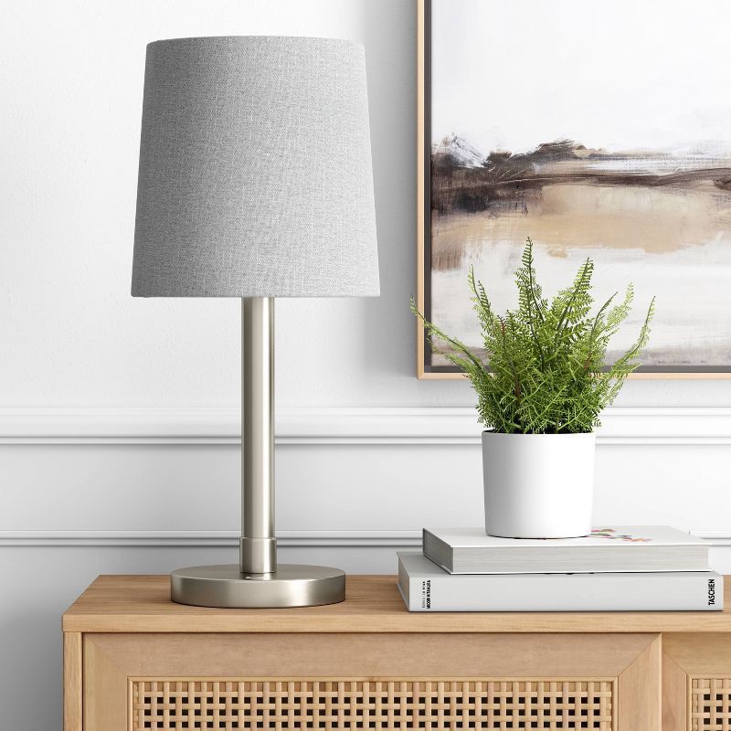 slide 1 of 4, Small Montreal Wren Lamp Shade Natural - Threshold™: Textured Drum Shade, Polyester & Cotton Weave, No Assembly Required, 1 ct