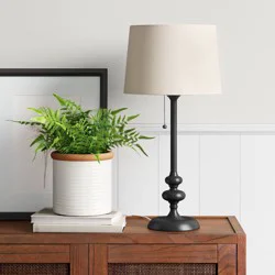 Large Stick Lamp Base Black - Threshold™: ETL Listed, Metal, No Assembly Required