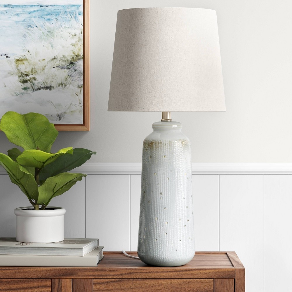 slide 4 of 4, Large Ceramic Table Lamp Light Blue - Threshold, 1 ct
