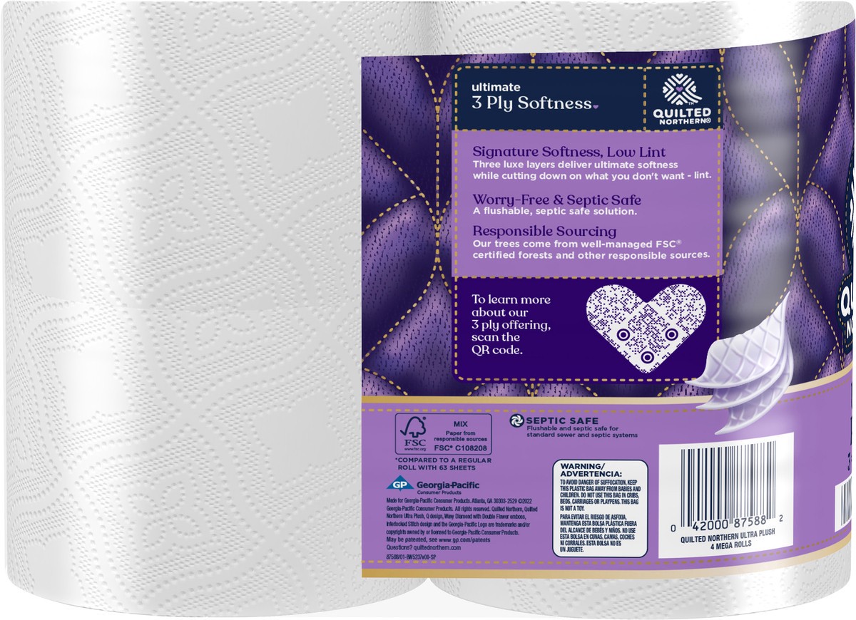 slide 2 of 5, Quilted Northern Ultra Plush Toilet Paper, 4 Mega Rolls, 4 ct