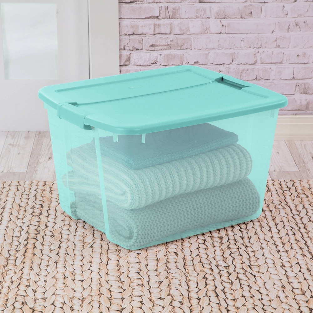 slide 5 of 7, Sterilite Latching Storage Box with Lid Aqua, 66 qt