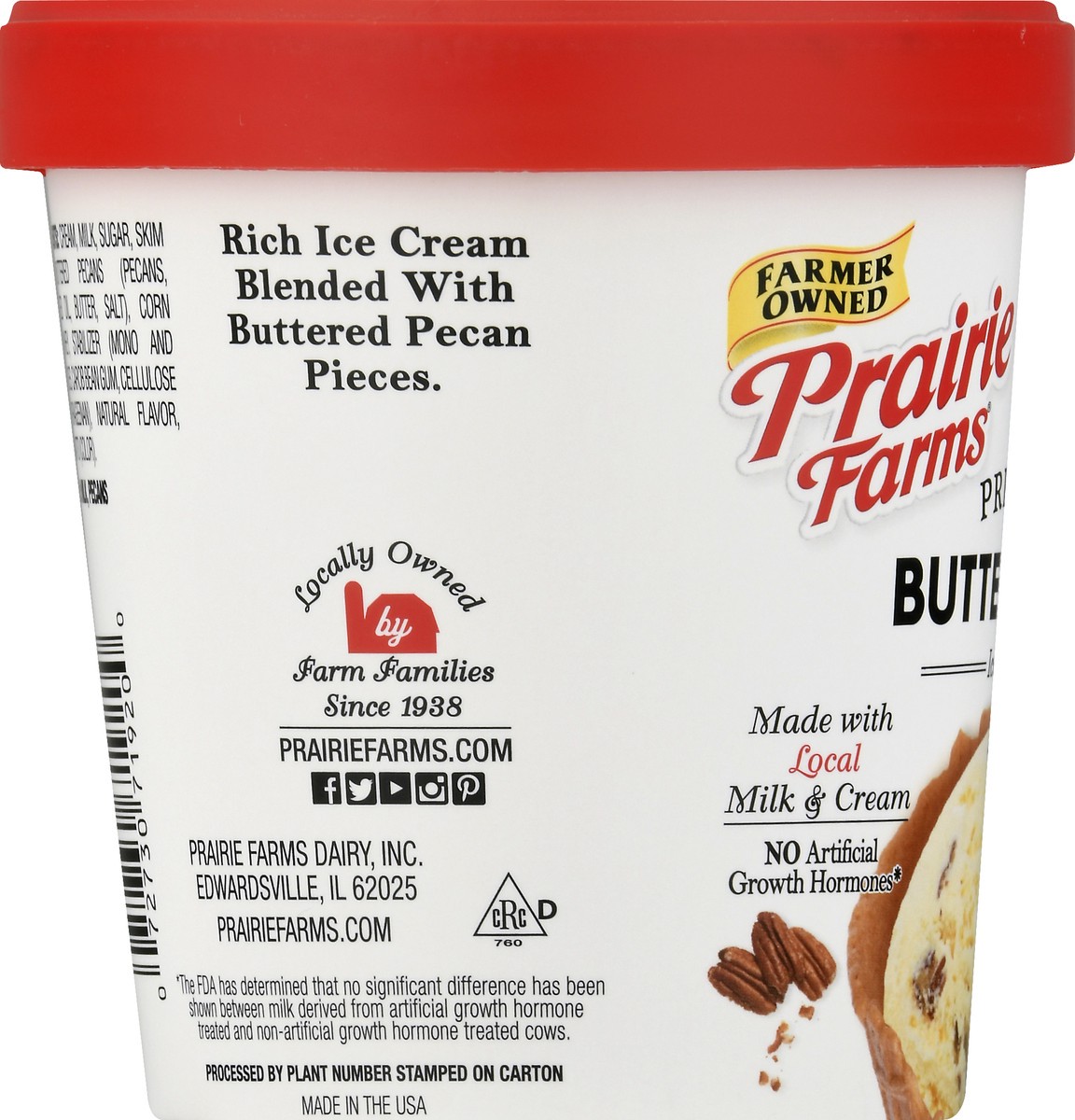 slide 8 of 13, Prairie Farms Premium Butter Pecan Ice Cream 1 pt, 1 pint