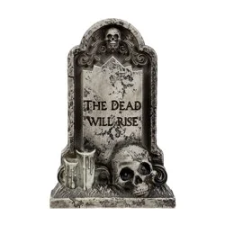 Haunted Living 13.98-in Freestanding Lighted Tombstone Door decoration