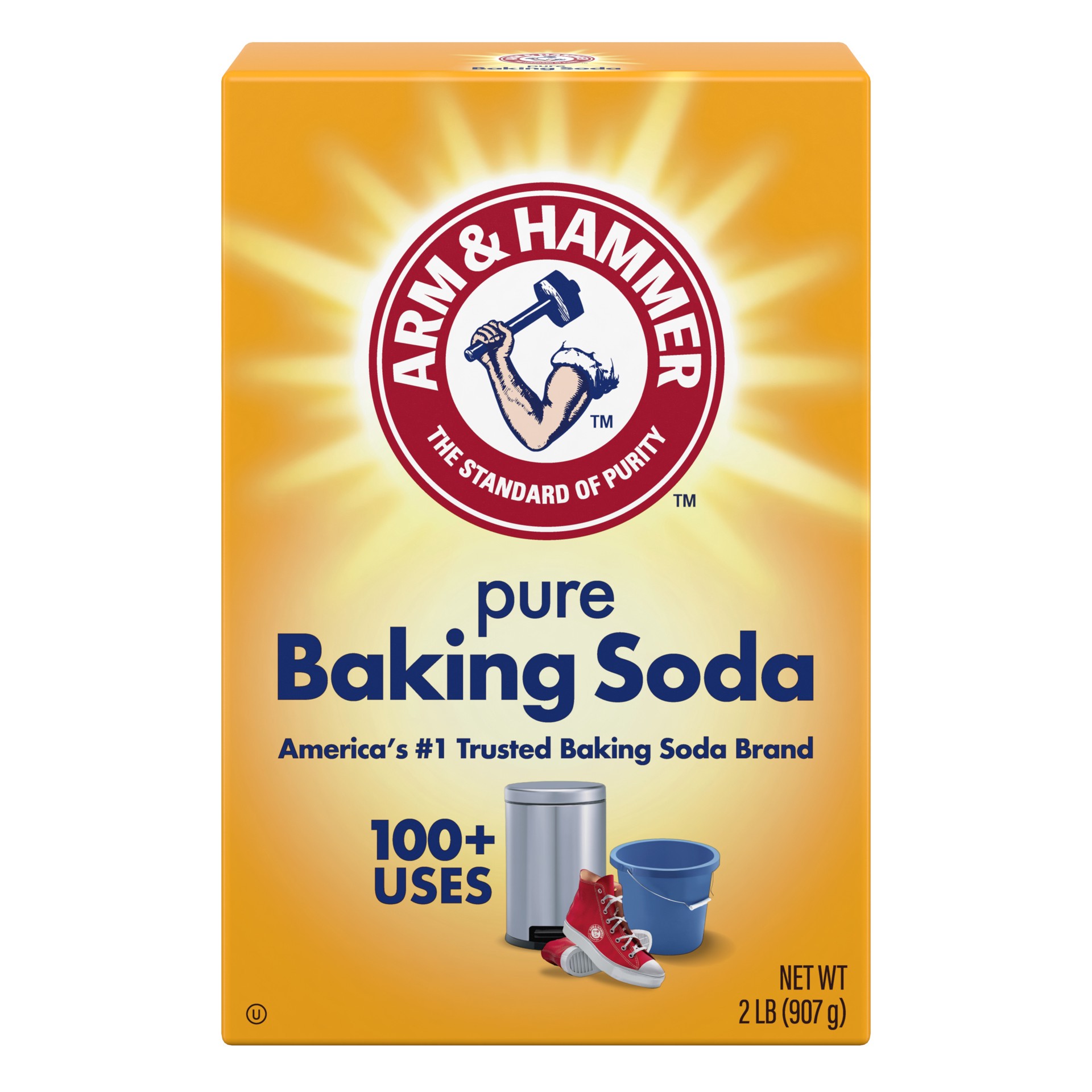 slide 1 of 4, ARM & HAMMER Pure Baking Soda, For Baking, Cleaning & Deodorizing, 2 lb Box, 2 lb