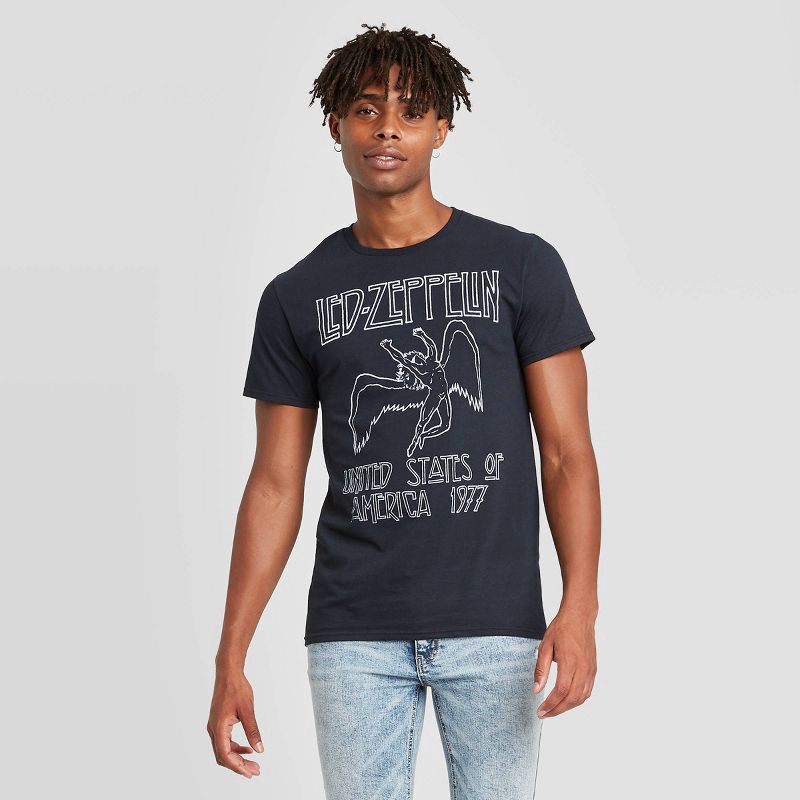 slide 1 of 2, Men's Led Zeppelin Short Sleeve Graphic Crewneck T-Shirt - Black S, 1 ct
