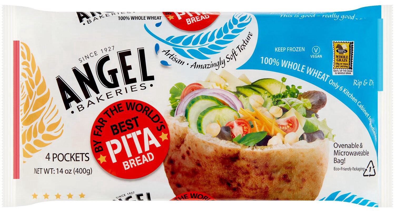 slide 1 of 1, Angel Bakeries Bread Pita Wheat Arti, 14 oz