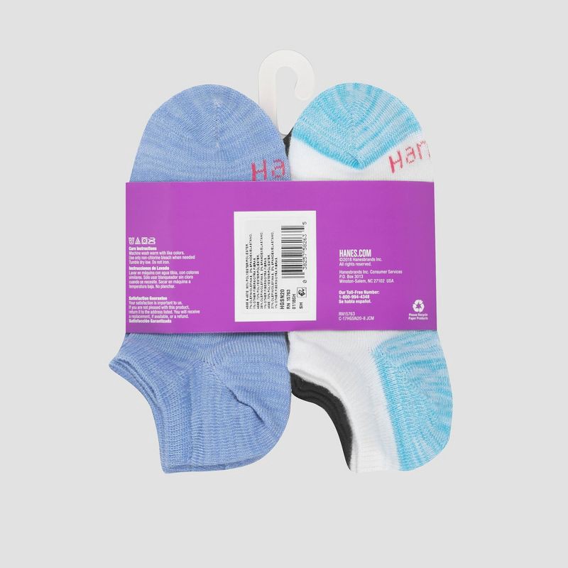 slide 3 of 3, Hanes Girls' 20pk Super No Show Athletic Socks - Colors May Vary M, 20 ct