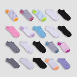 Hanes Girls' 20pk Super No Show Socks - Colors May Vary L: Lightweight Knit, Tagless Design