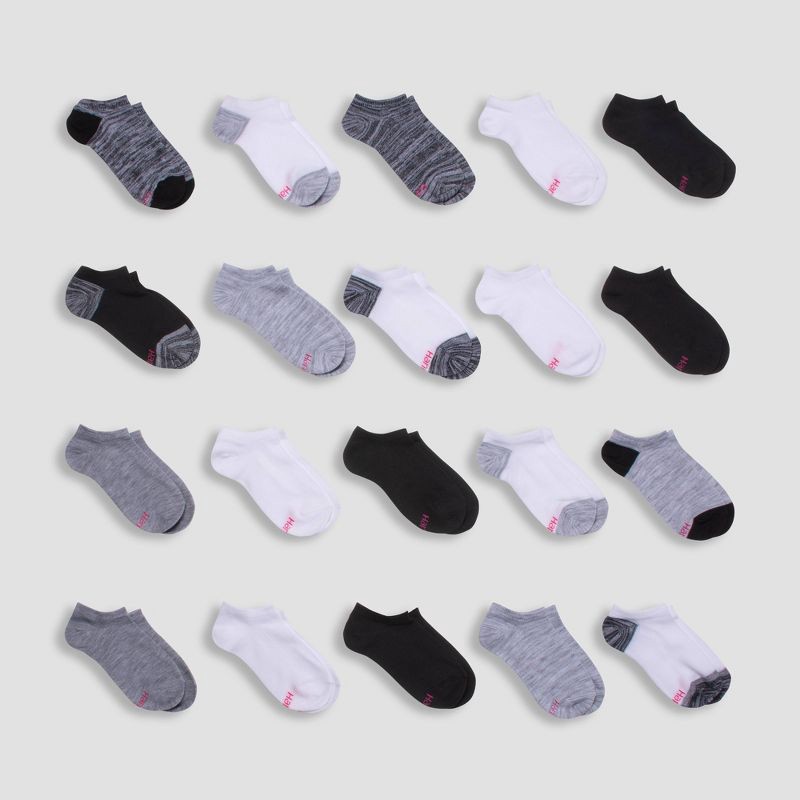 slide 1 of 4, Hanes Girls' 20pk No Show Athletic Socks - Colors May Vary M, 20 ct