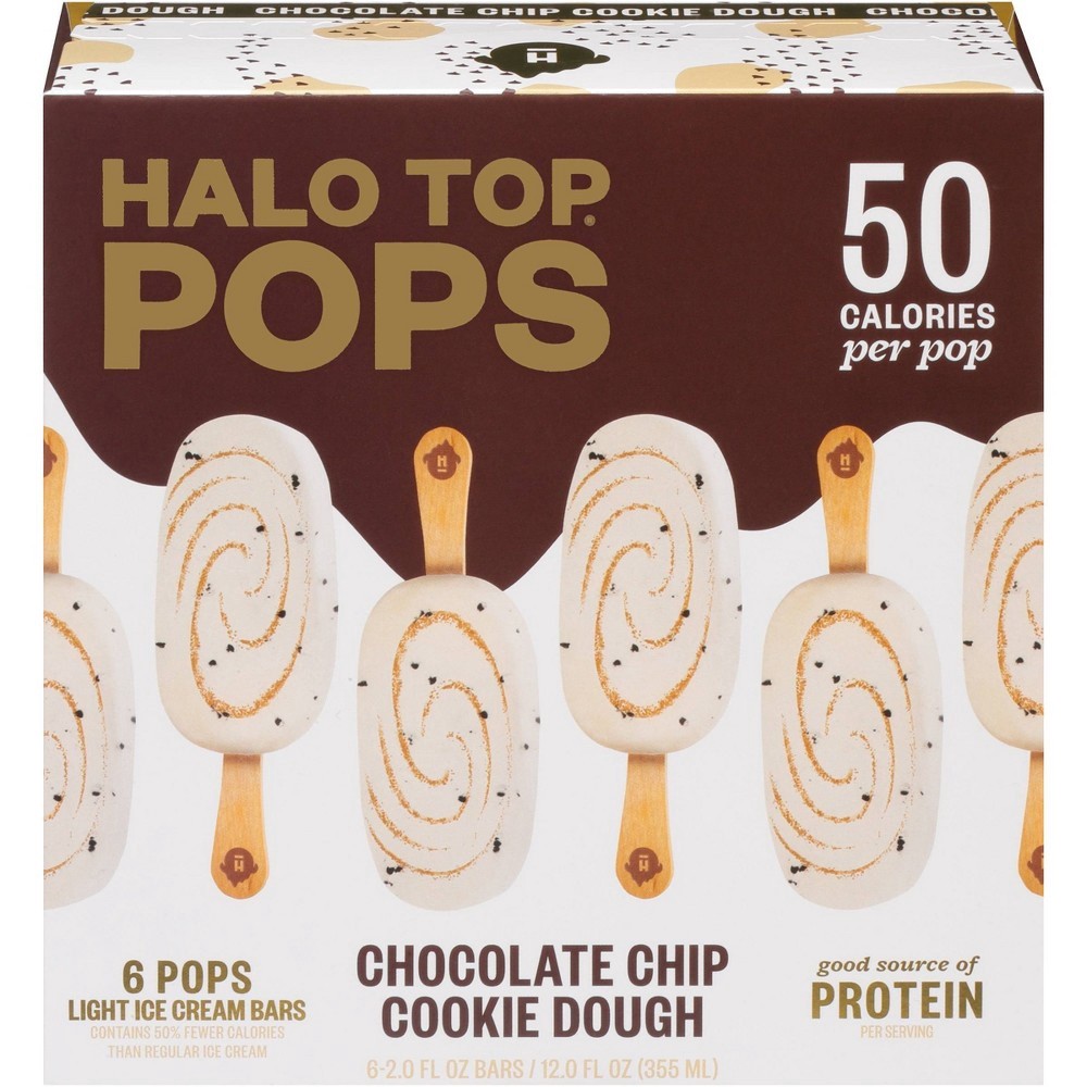 slide 2 of 2, Halo Top CreameryCreamery Halo Top CreameryPops Chocolate Chip Cookie Dough Ice Cream Bars, 6 ct; 12 oz