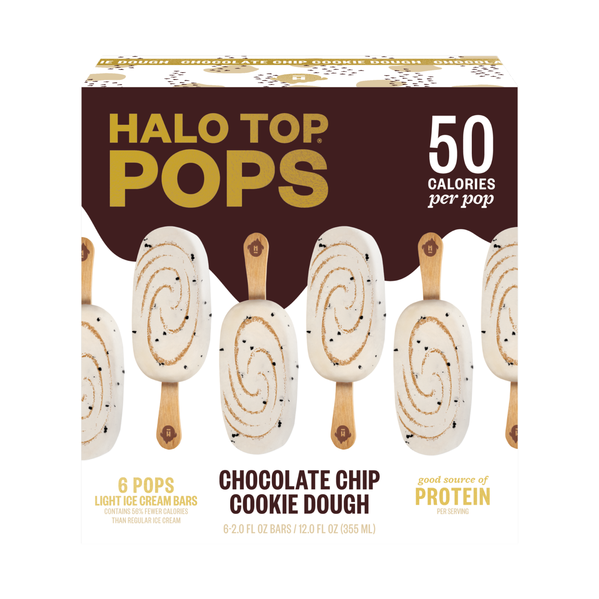 slide 2 of 7, Halo Top Creamery Pops Chocolate Chip Cookie Dough Ice Cream Pops, 6 ct; 4 fl oz