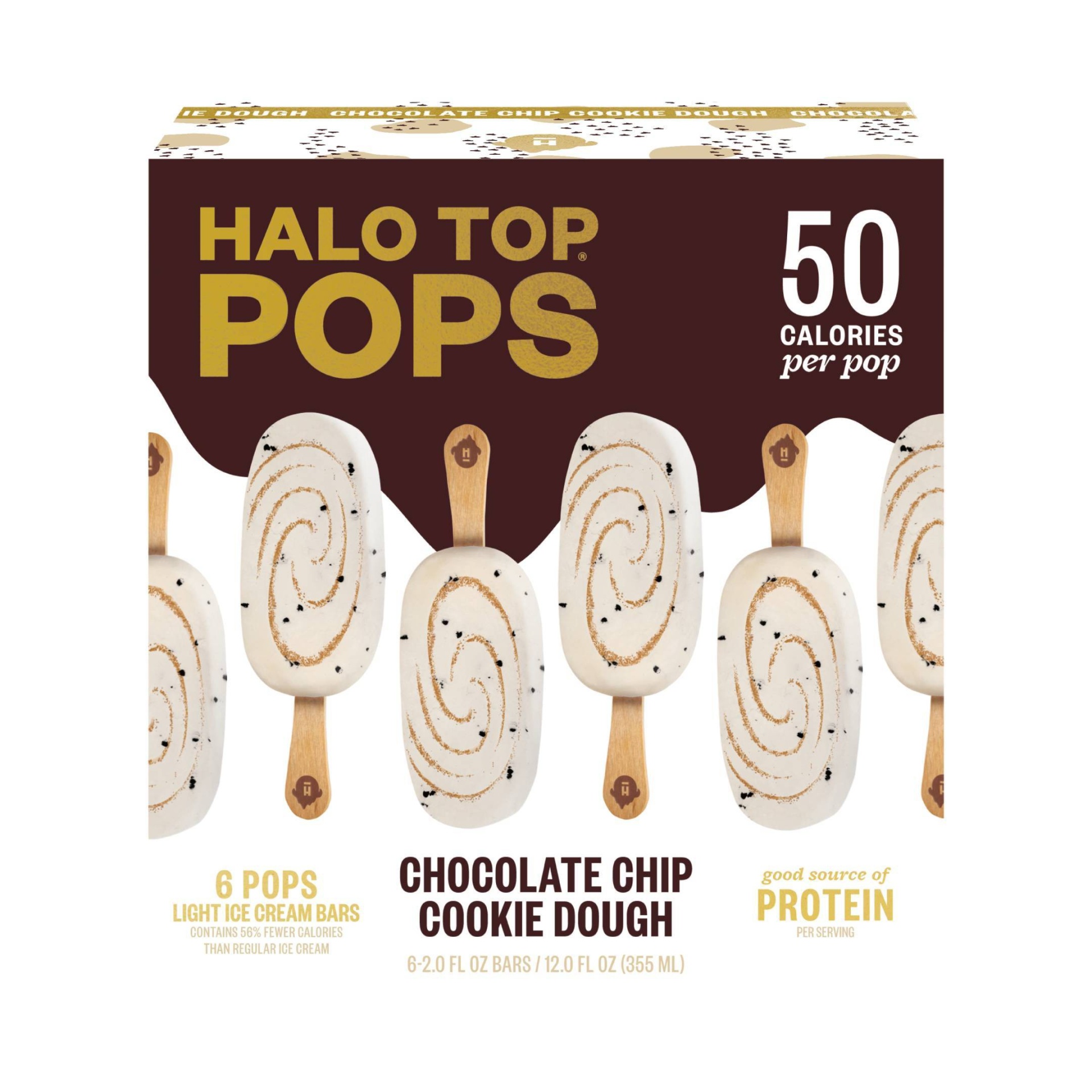 slide 1 of 7, Halo Top Creamery Pops Chocolate Chip Cookie Dough Ice Cream Pops, 6 ct; 4 fl oz