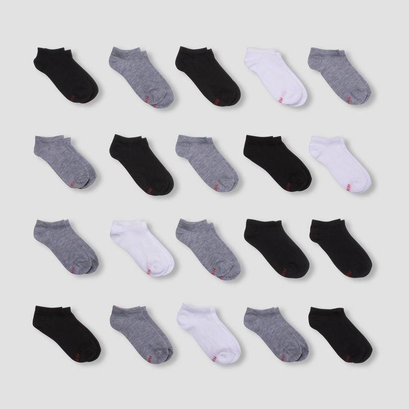 slide 1 of 4, Hanes Boys' 20pk No Show Athletic Socks - Colors May Vary M, 20 ct